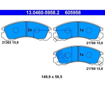 Комплект спирачни накладки ATE за MITSUBISHI GALANT VIII (EA_) от 1996 до 2004