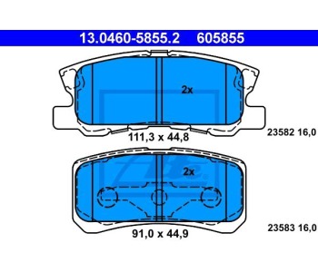 Комплект спирачни накладки ATE за CITROEN C4 AIRCROSS от 2012 до 2017