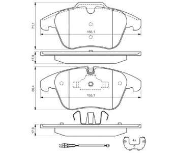 Комплект спирачни накладки BOSCH за CITROEN C5 III (RD) от 2008 до 2017