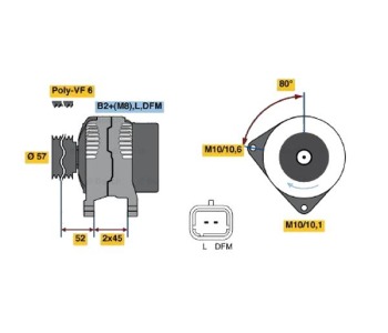 Генератор 180 [A] BOSCH за PEUGEOT 407 (6D_) седан от 2004