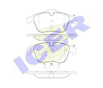 Комплект спирачни накладки Ultra Premium ICER за CITROEN C5 III (RD) от 2008 до 2017