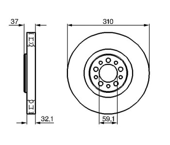 Спирачен диск вентилиран Ø310mm BOSCH за CITROEN C8 (EA, EB) от 2002 до 2014