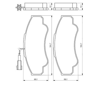 Комплект спирачни накладки BOSCH за FIAT DUCATO (244) пътнически от 2002 до 2006