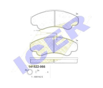 Комплект спирачни накладки Ultra Premium ICER за PEUGEOT BOXER (244, Z_) пътнически от 2001 до 2005