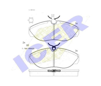 Комплект спирачни накладки Ultra Premium ICER за CITROEN JUMPER I (230) платформа от 1994 до 2002