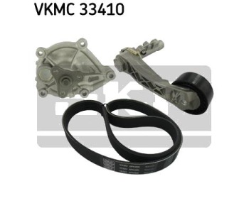 Водна помпа + комплект пистови ремъци клиновидно оребряване SKF VKMC 33410 за PEUGEOT 308 (T7) CC кабрио от 2009 до 2013