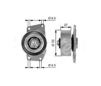 Обтящна ролка, пистов ремък GATES T38232 за PEUGEOT 206 CC (2D) кабрио от 2000 до 2009