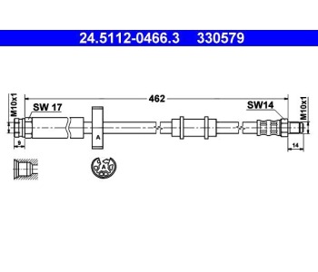 Спирачен маркуч ATE за CITROEN JUMPER I (230L) товарен от 1994 до 2002