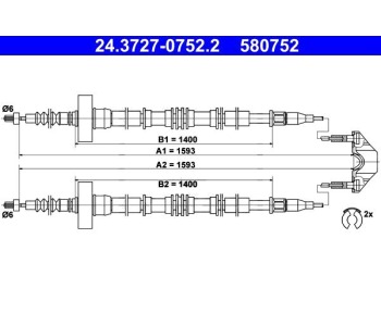 Жило ръчна спирачка ATE за OPEL ASTRA G (F35_) комби от 1998 до 2009