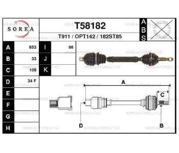 Полуоска SOREA за OPEL CALIBRA A (85_) от 1990 до 1997