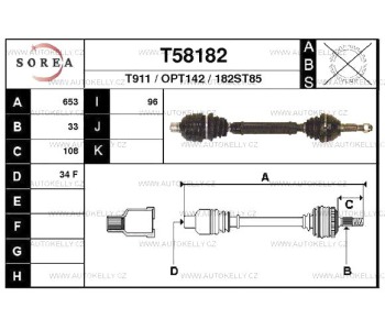 Полуоска SOREA за OPEL VECTRA A (J89) седан от 1988 до 1995