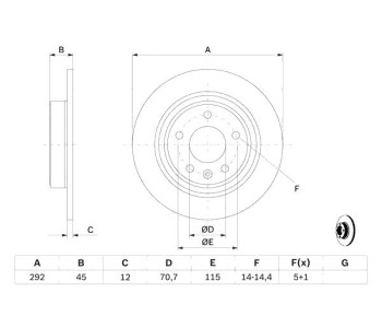 Спирачен диск плътен Ø292mm BOSCH за OPEL CASCADA (W13) от 2013