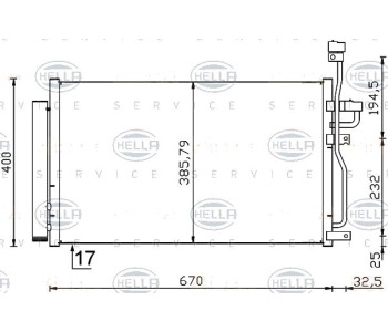 Кондензатор, климатизация HELLA 8FC 351 319-191 за CHEVROLET CAPTIVA (C100, C140) от 2006 до 2011