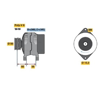 Генератор 120 [A] BOSCH за OPEL ASTRA F (53_, 54_, 58_, 59_) хечбек от 1991 до 1998