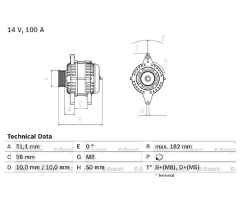 Генератор 14 [A] BOSCH за OPEL VECTRA B (J96) хечбек от 1995 до 2003