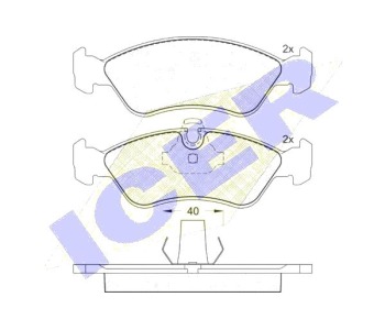 Комплект спирачни накладки Ultra Premium ICER за OPEL VECTRA A (J89) седан от 1988 до 1995