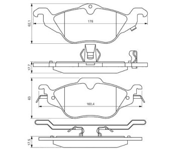 Комплект спирачни накладки BOSCH за OPEL ASTRA G (F48_, F08_) хечбек от 1998 до 2009