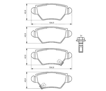 Комплект спирачни накладки BOSCH за OPEL ASTRA G (F70) товарен от 1999 до 2005