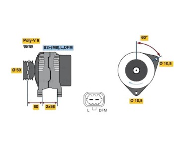 Генератор 120 [A] BOSCH за OPEL ASTRA G (F69_) седан от 1998 до 2009
