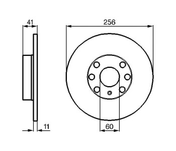 Спирачен диск плътен Ø256mm BOSCH за OPEL ASTRA G (F48_, F08_) хечбек от 1998 до 2009