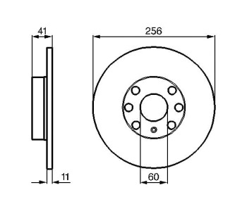 Спирачен диск плътен Ø256mm BOSCH за OPEL ASTRA G (F35_) комби от 1998 до 2009