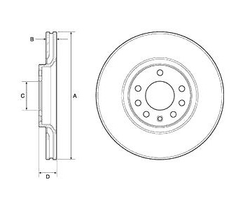 Спирачен диск вентилиран Ø308mm DELPHI за OPEL ASTRA G (F07_) купе от 2000 до 2005