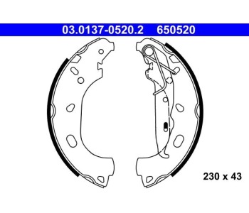 Комплект спирачни челюсти ATE за OPEL ASTRA H (L48) хечбек от 2004 до 2014