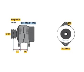 Генератор 120 [A] BOSCH за OPEL ASTRA H GTC (L08) от 2005 до 2010