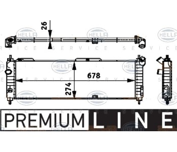 Радиатор, охлаждане на двигателя HELLA 8MK 376 713-571 за OPEL CORSA B (S93) хечбек от 1993 до 2002