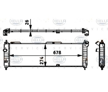 Радиатор, охлаждане на двигателя HELLA 8MK 376 713-574 за OPEL COMBO B (71_) от 1994 до 2001