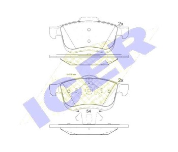 Комплект спирачни накладки Ultra Premium ICER за FIAT DOBLO (263) пътнически от 2009