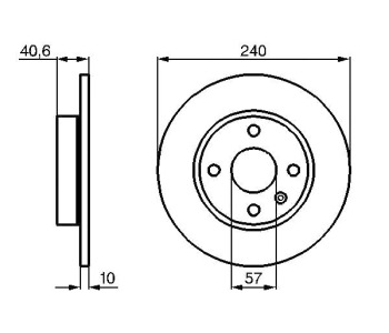 Спирачен диск плътен Ø240mm BOSCH за OPEL CORSA C (F08, F68) от 2000 до 2009