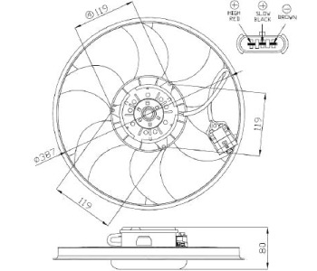 Вентилатор охлаждане на двигателя P.R.C за OPEL CORSA C (F08, W5L) товарен от 2000