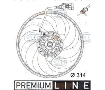 Вентилатор, охлаждане на двигателя HELLA 8EW 351 034-421 за OPEL CORSA C (F08, F68) от 2000 до 2009