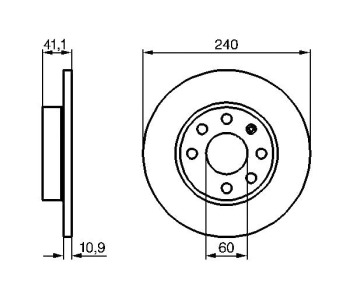 Спирачен диск плътен Ø240mm BOSCH за OPEL CORSA C (F08, F68) от 2000 до 2009