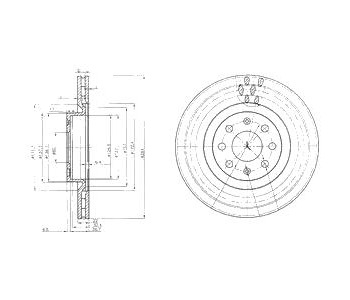 Спирачен диск вентилиран Ø284mm DELPHI за FIAT PUNTO GRANDE (199) от 2005 до 2012