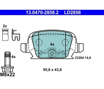 Комплект спирачни накладки ATE за OPEL CORSA C (F08, F68) от 2000 до 2009