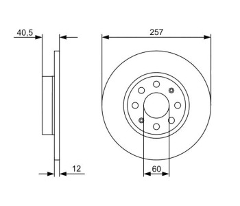 Спирачен диск плътен Ø257mm BOSCH за FIAT PUNTO GRANDE (199) от 2005 до 2012