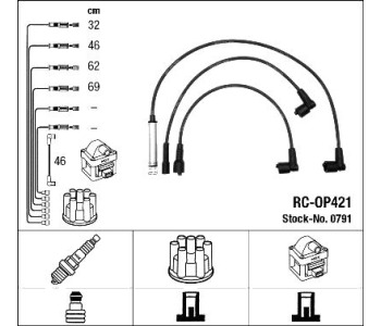 Комплект запалителни кабели NGK за OPEL OMEGA A (V87) от 1986 до 1994