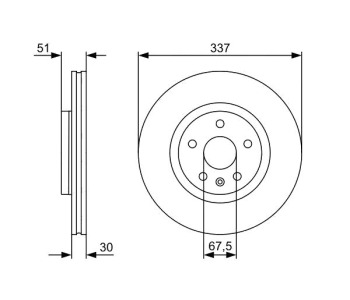 Спирачен диск вентилиран Ø337mm BOSCH за OPEL INSIGNIA A (G09) седан от 2008 до 2017