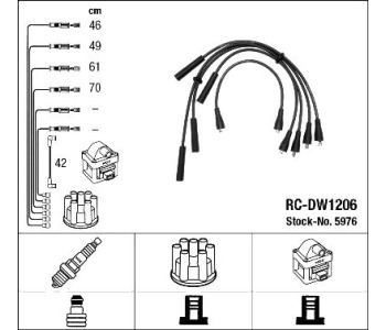 Комплект запалителни кабели NGK за OPEL KADETT D (31_-34_, 41_-44_) от 1979 до 1984