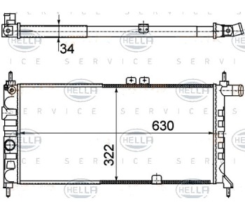 Радиатор, охлаждане на двигателя HELLA 8MK 376 715-751 за OPEL KADETT E (T85) седан от 1984 до 1993