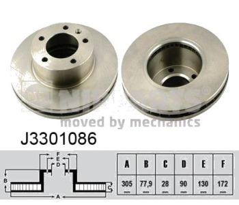 Спирачен диск вентилиран Ø305mm NIPPARTS за OPEL MOVANO (U9, E9) платформа от 1998 до 2010