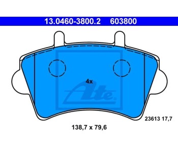 Комплект спирачни накладки ATE за OPEL MOVANO (J9) пътнически от 1998 до 2010