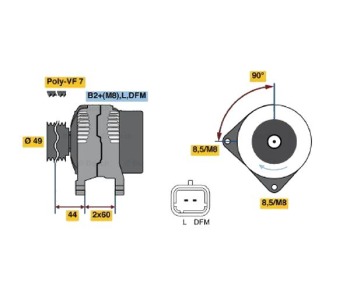 Генератор 150 [A] BOSCH за OPEL MOVANO (F9) товарен от 1999 до 2010