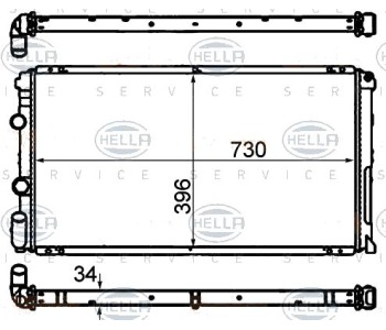 Радиатор, охлаждане на двигателя HELLA 8MK 376 708-451 за RENAULT MASTER II (JD) пътнически от 1998 до 2011
