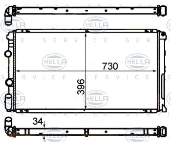 Радиатор, охлаждане на двигателя HELLA 8MK 376 708-451 за NISSAN INTERSTAR (X70) пътнически от 2002