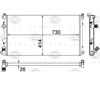 Радиатор, охлаждане на двигателя HELLA 8MK 376 780-671 за RENAULT MASTER II (JD) пътнически от 1998 до 2011
