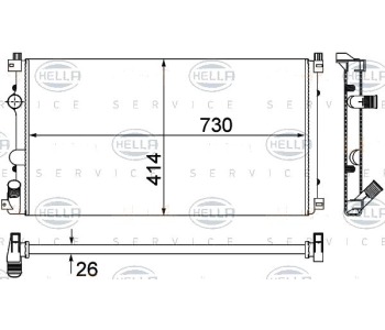 Радиатор, охлаждане на двигателя HELLA 8MK 376 780-671 за OPEL MOVANO (F9) товарен от 1999 до 2010