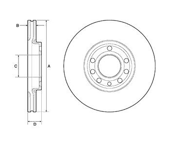 Спирачен диск вентилиран Ø285mm DELPHI за FIAT CROMA (194) от 2005 до 2011